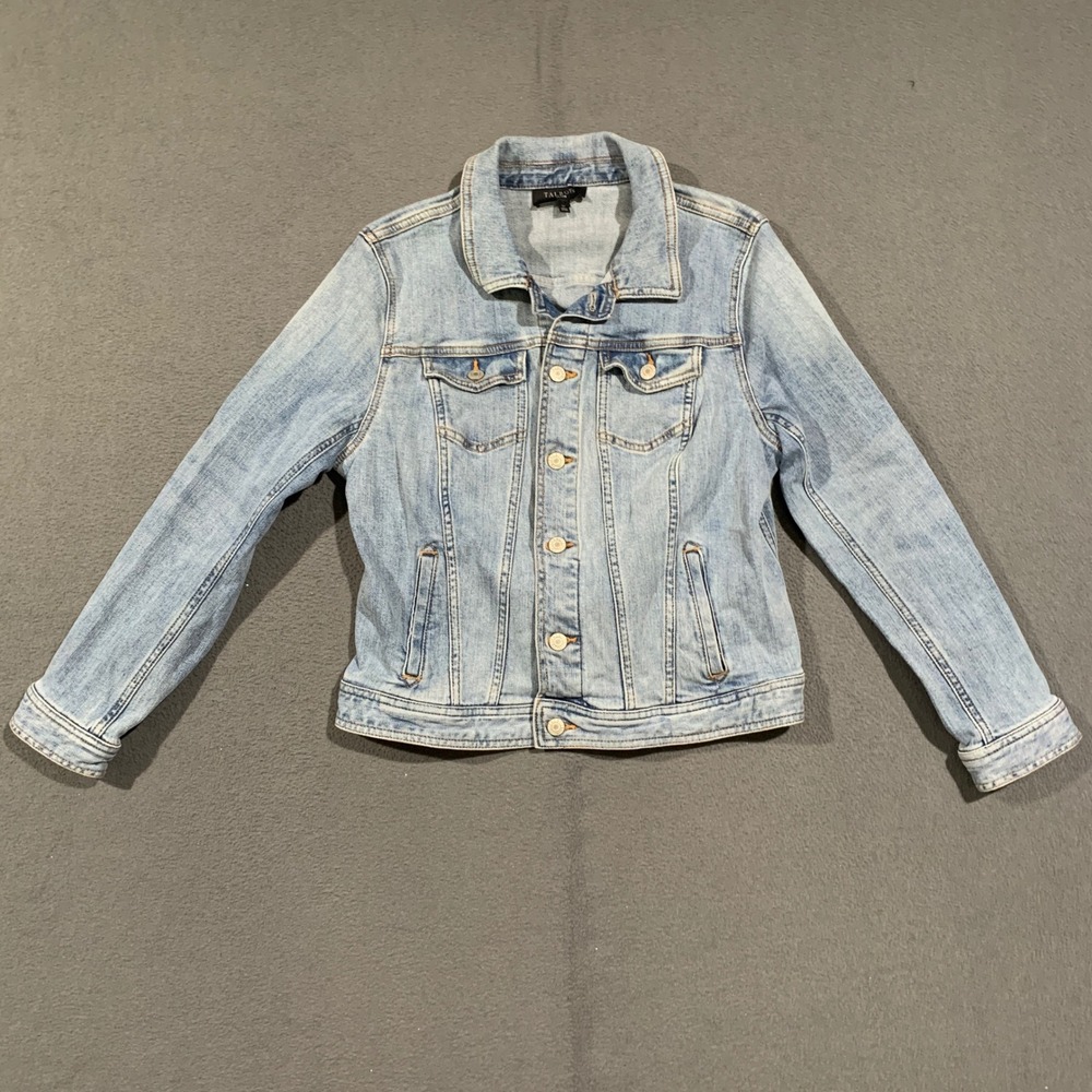Talbots Denim Jacket Womens Large Petite LP Light Hannah Wash Stretch Trucker